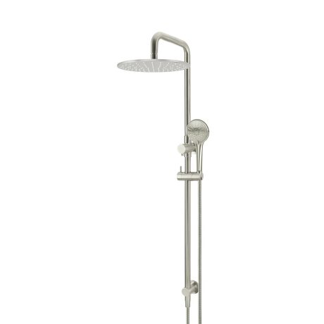 round combination shower rail, three function hand shower, brushed nickel, 300mm rose