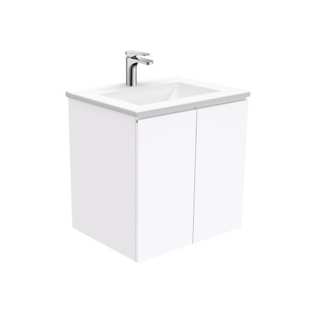 pvc fingerpull wall hung vanity, gloss white 0600