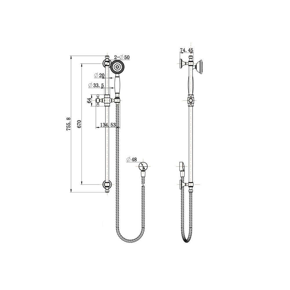 bordeaux shower on rail, electroplated matte black