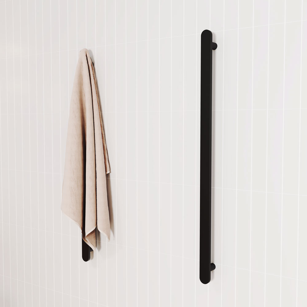 empire slim vertical heated towel rail, 60 x 900mm, electroplated matte black