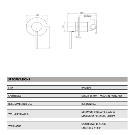 rund bath/shower mixer, brushed nickel