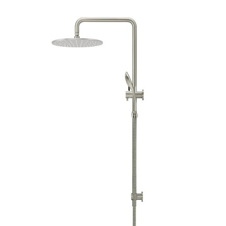 round combination shower rail, three function hand shower, brushed nickel, 300mm rose
