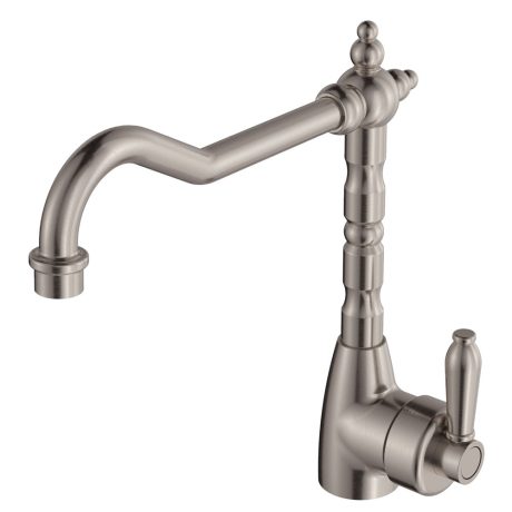 eleanor shepherds crook sink mixer, brushed nickel / brushed nickel