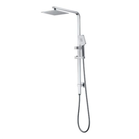 eckig 2 in 1 square shower on rail with rain head, chrome