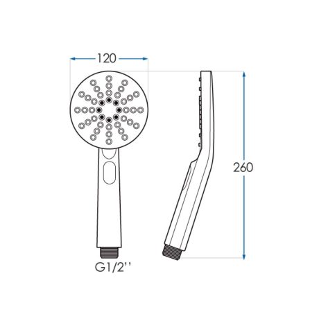 round handheld shower head 3 spray, chrome