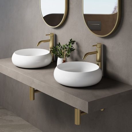 versilia bench mount basin, gloss white 0400mm