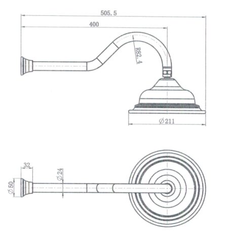 bordeaux shower arm with shower head, electroplated chrome