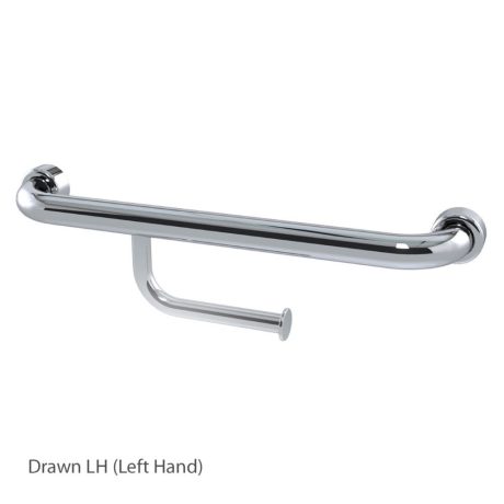 hygienic seal straight grab rail with left hand toilet paper holder, polish supreme 300mm