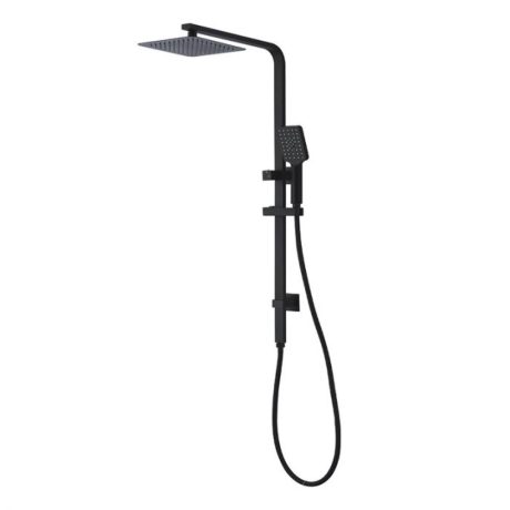 eckig 2 in 1 square shower on rail with rain head, gun metal