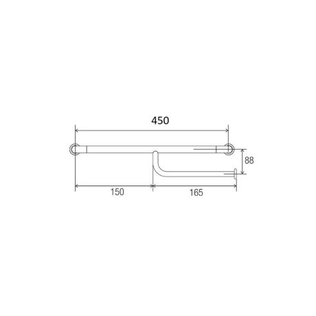 hygienic seal straight grab rail with left hand toilet paper holder, polish supreme 450mm