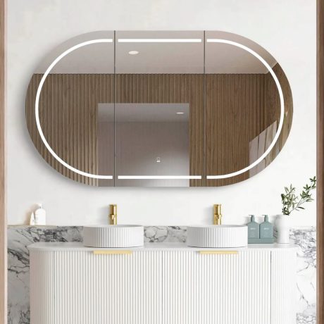 bondi led shaving cabinet, satin white 1500x900mm