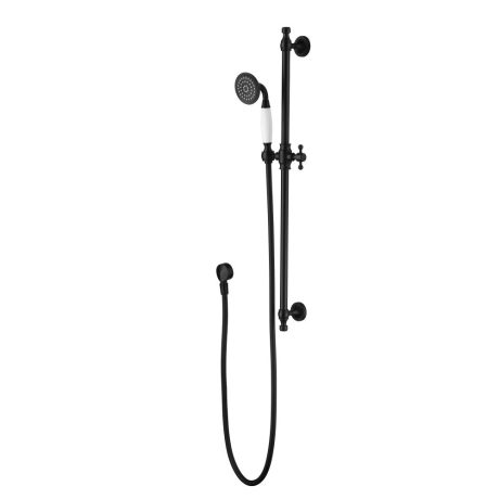 bordeaux shower on rail, electroplated matte black