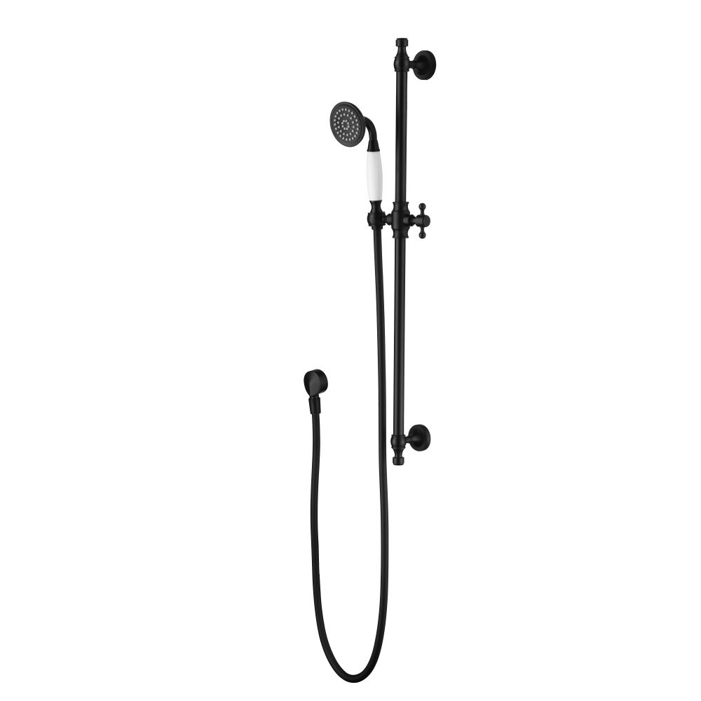 bordeaux shower on rail, electroplated matte black