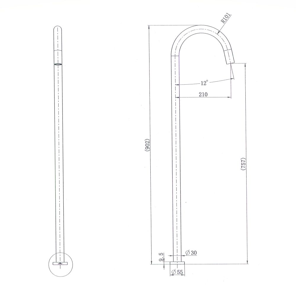 star freestanding bath spout, pvd brushed nickel
