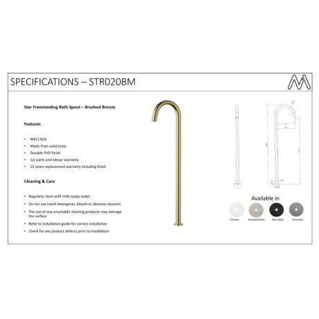 star freestanding bath spout, pvd brushed bronze