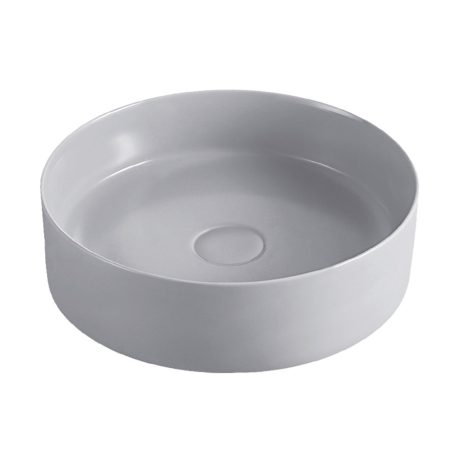slim line round ceramic basin, matte light grey 0400mm