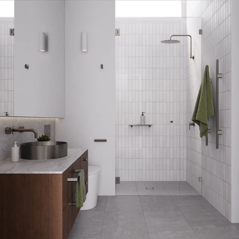 heated vertical towel rail, pvd shadow gunmetal