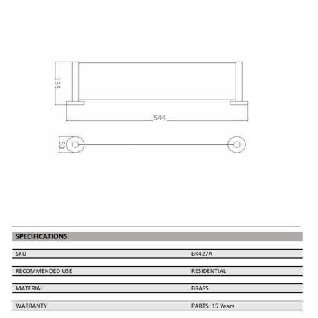 rund shower shelf, brushed gold