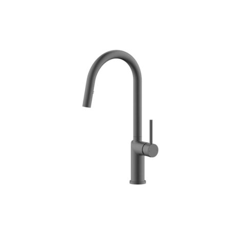 kuchendesigner gooseneck pull out kitchen mixer, gun metal