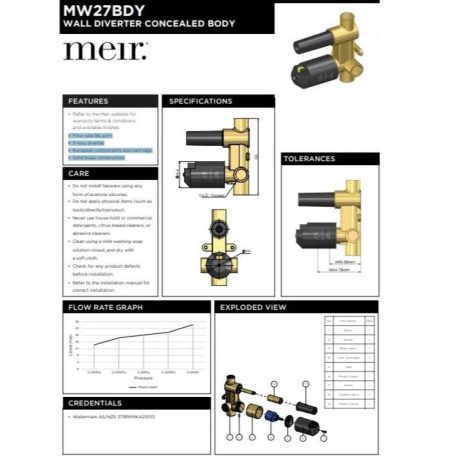 diverter mixer in wall body (trim kit not included)