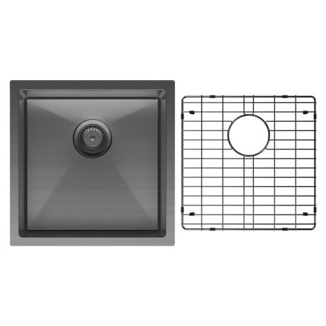 hana 32l single kitchen sink kit, pvd carbon metal