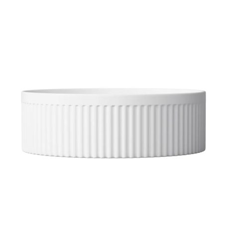 oxford round french flutted basin, matte white 395x395x120mm