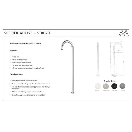 star freestanding bath spout, electroplated chrome