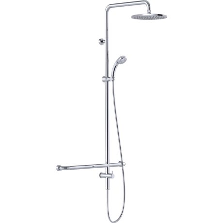 linear twin waters shower with mf grab rail, chrome 450mm, princess right hand