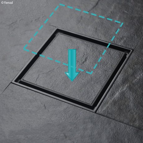 square tile bed floor waste, gun metal 45mm