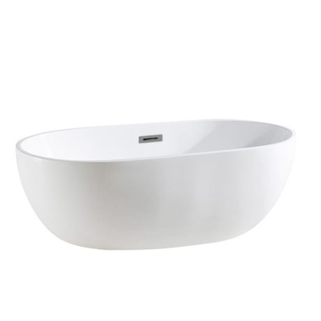 olivia free standing bathtub, gloss white 1700mm overflow