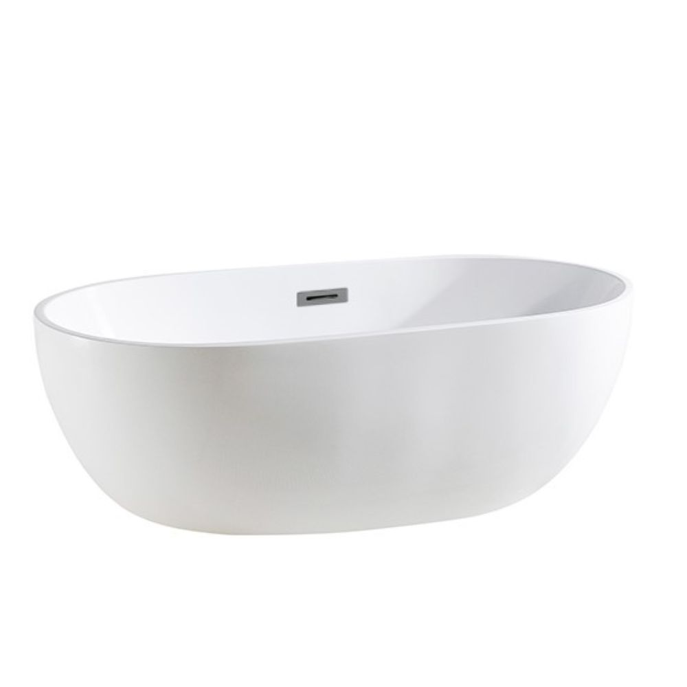 olivia free standing bathtub, gloss white 1700mm overflow