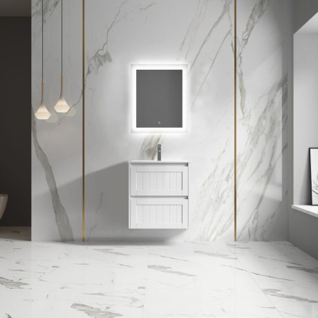 armonia wall mount vanity 0600mm single basin cabinet only, gloss white