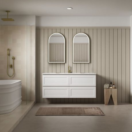 marland wall mount vanity 1500mm single basin cabinet only, matte white