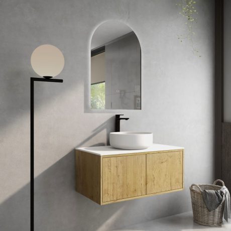 bellevue vanity, prime oak 0900mm, cabinet only, right hand draws, single basin