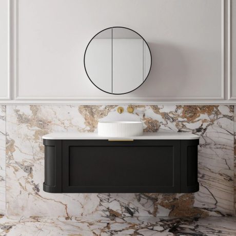 westminster curved wall hung vanity 1200mm, matte black