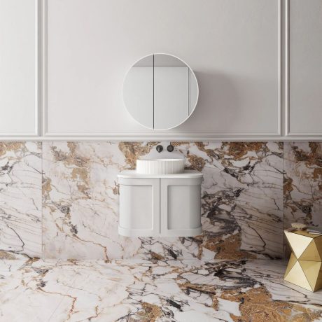 westminster curved wall hung vanity 0600mm, pale grey