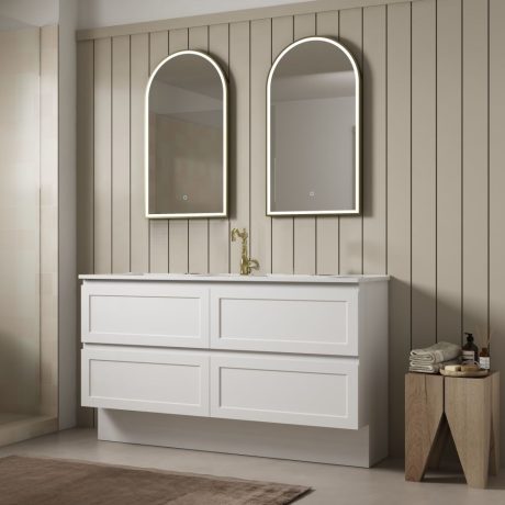 marland floor mount vanity 1500mm single basin cabinet only, matte white