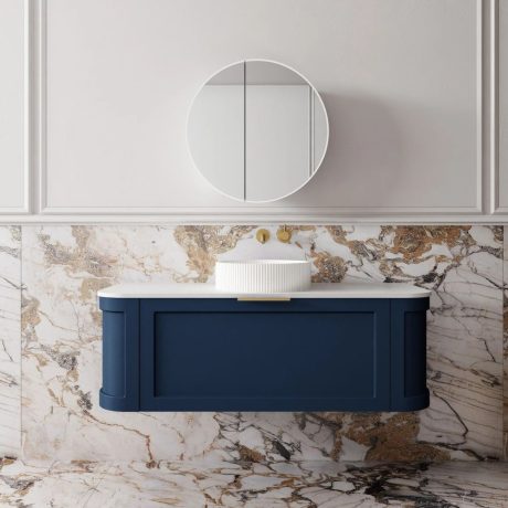 westminster curved wall hung vanity 1200mm, vintage blue