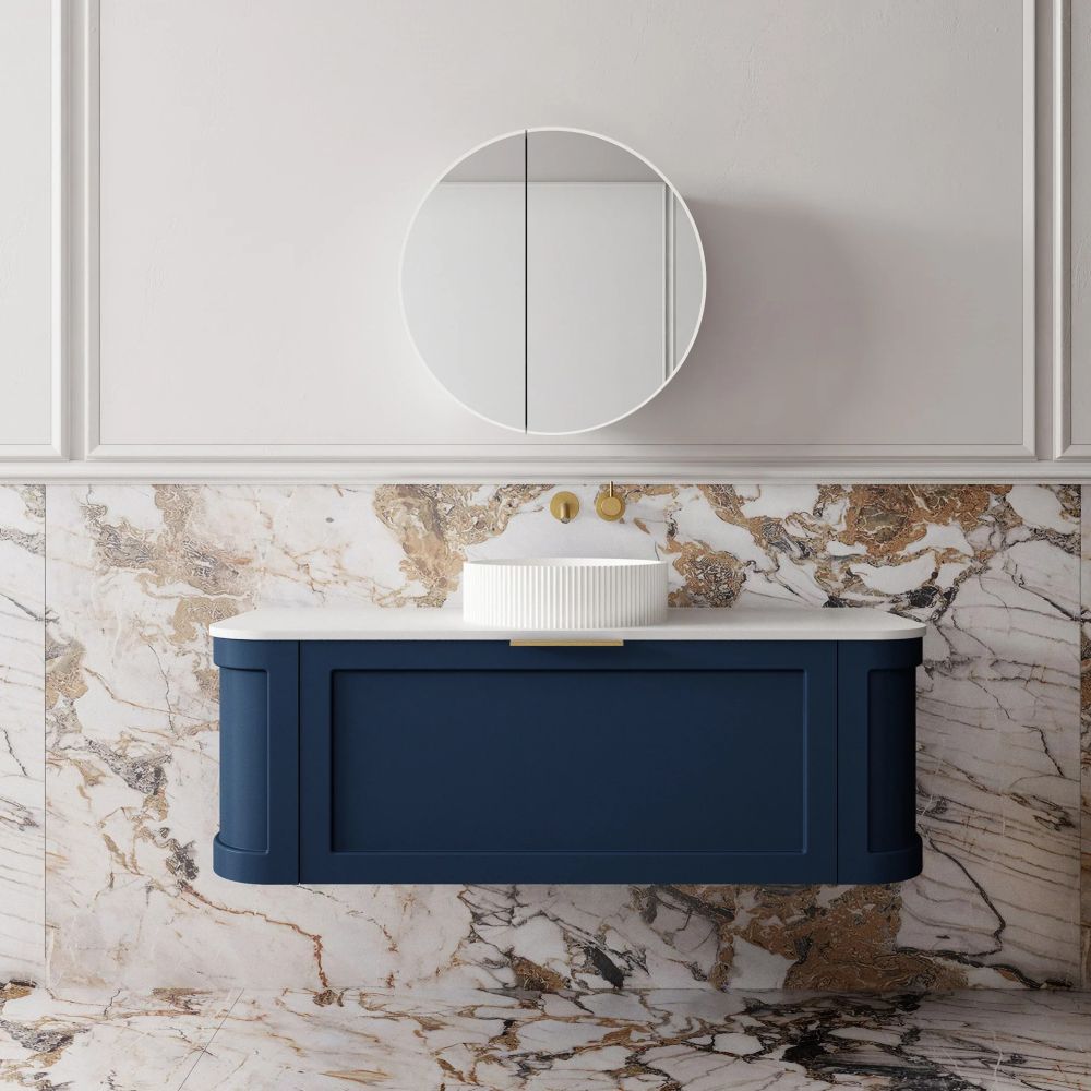 westminster curved wall hung vanity 1200mm, vintage blue