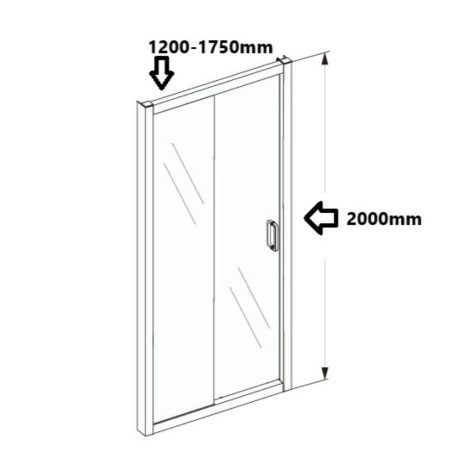 semi frameless wall to wall shower screen with sliding door, matte black 1350 1500mm