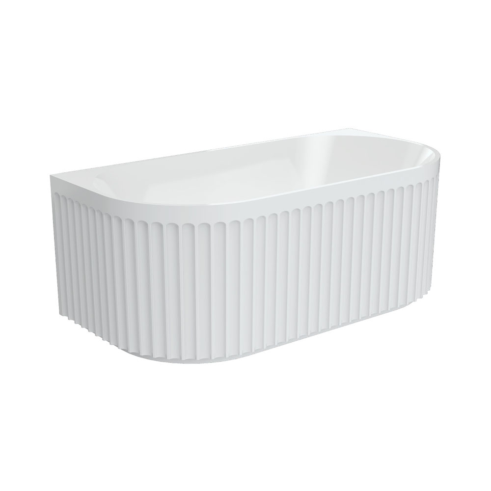 eleanor fluted back to wall acrylic bath, gloss white 1500mm