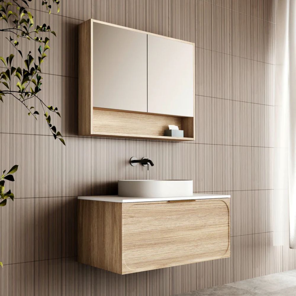 cicero wall hung vanity 0900mm, oak