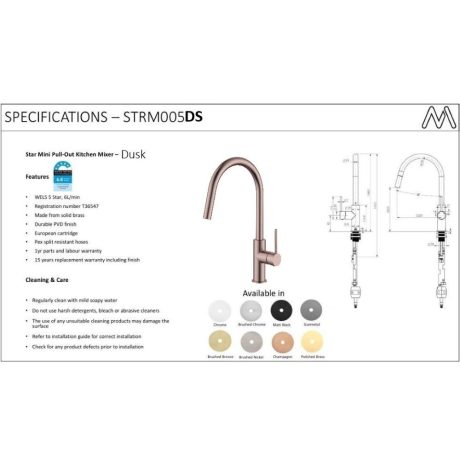 star mini pull out kitchen mixer, pvd dusk
