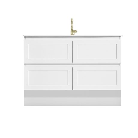 marland floor mount vanity 1200mm single basin cabinet only, matte white