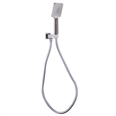 handel eckig square multifunction shower on bracket, brushed nickel