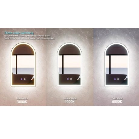 rectangle framed led mirror with dimmer, brushed nickel 1200mm