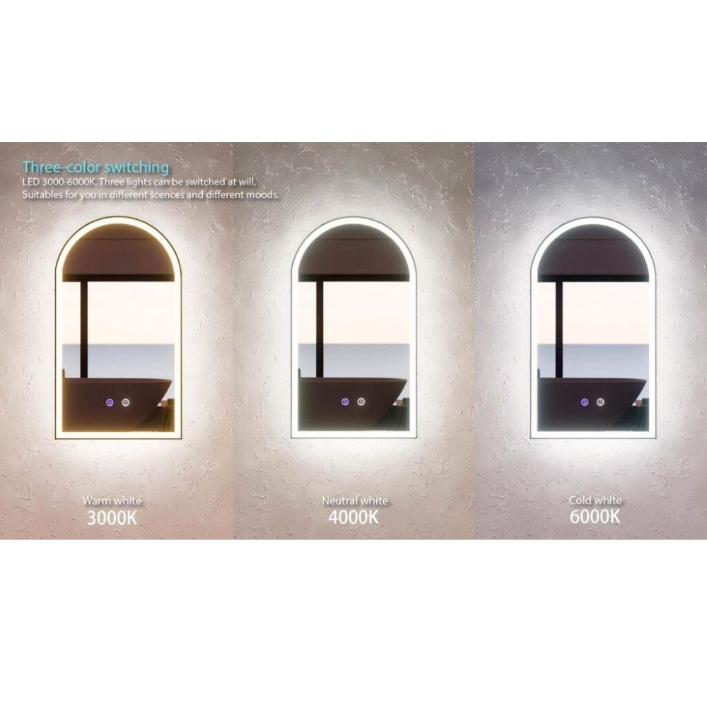 rectangle framed led mirror with dimmer, brushed nickel 1200mm