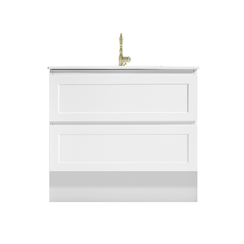 marland floor mount vanity 0900mm single basin cabinet only, matte white