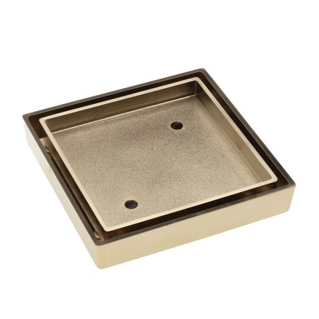 square tile bed floor waste, brushed gold 90mm