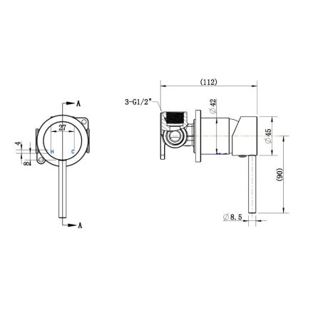 star mini shower mixer 60mm, pvd polished bronze